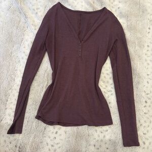 Women's Long Sleeve Henley Top - Purple